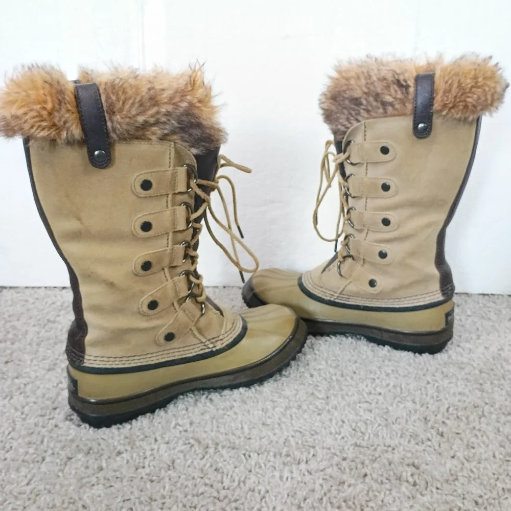 Sorel Womens Size 7 Joan of Arctic Waterproof Suede Winter Snow Boots Tan